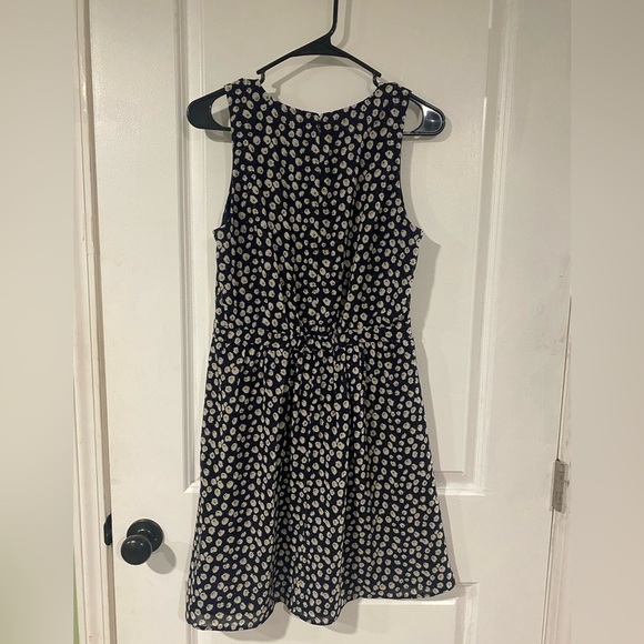 J.Crew A line Dress Fit Flare Floral Sleeveless Navy Blue Yellow Red Size 2 - Picture 9 of 9